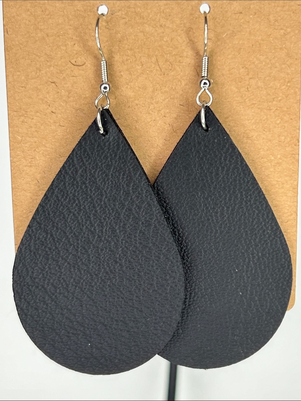 *LAST ONE* Black Faux Leather Dangle Earrings Fashion Jewelry